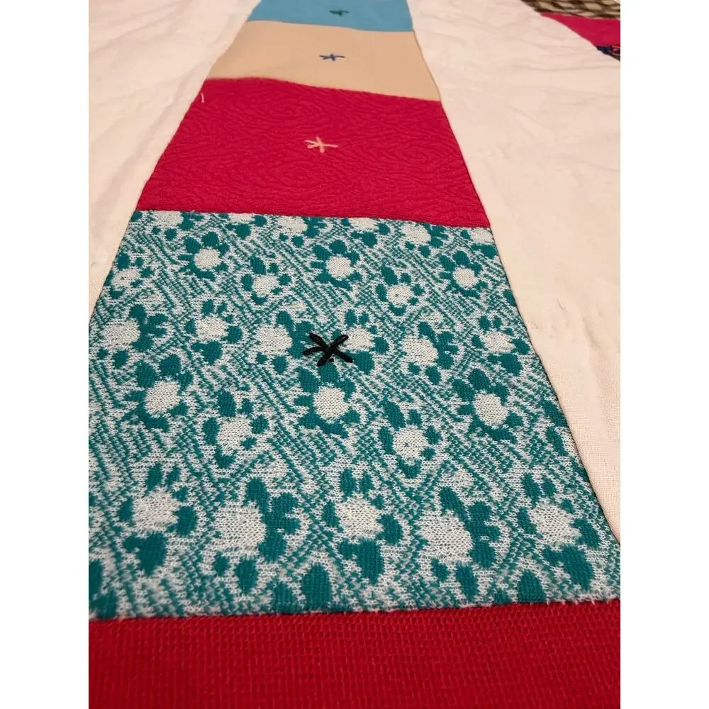 Vintage Handmade Folk Art Patchwork Quilt Hand Quilted Memory Quilt 68x84